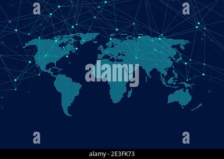 Geometrisch verbundene Hintergrundlinien und Punkte. Einfache Technologie abstrakte Grafik Hintergrund Design, Illustration. Stockfoto