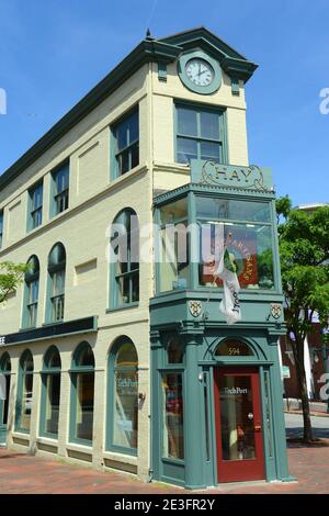 Portland Arts District das H. H. H. Hay Building wurde 1820 an der Ecke der Free Street und Congress Street im Herzen des Arts District von Portland erbaut Stockfoto