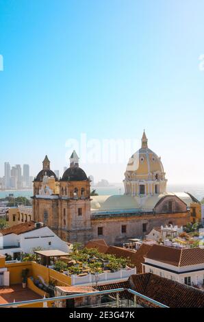 Blick auf die Altstadt, das historische Stadtzentrum von Cartagena, Kolumbien Stockfoto