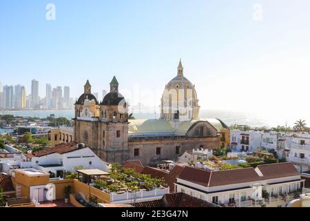 Blick auf die Altstadt, das historische Stadtzentrum von Cartagena, Kolumbien Stockfoto