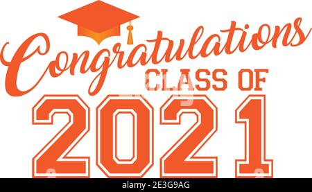 Graduierung Klasse von 2021 Graphic Orange Stockfoto