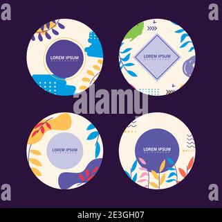 Set von memphis Hintergründe in runden Rahmen Vektor Illustration Design Stock Vektor
