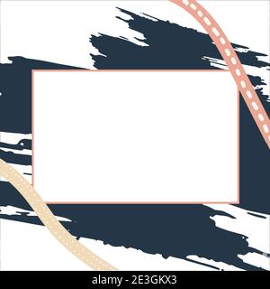 Leerraum für Text auf abstraktem Hintergrund. Abstrakt blau, rosa Pinsel und gepunktete Linie auf weißem Hintergrund. Vektor. Gestaltung von Angebotstextinformationen. Stock Vektor