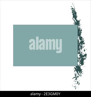 Abstrakter blau-grüner Rechteck-Hintergrund für Text mit abstrakten Spike-Prints auf der Seite. Vektor. Gestaltung von Angebotstextinformationen. Vorlage für soziale Netzwerke Stock Vektor