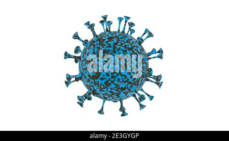 3D-Rendering des Coronavirus.Medizinisches Konzept des Ausbruchs des lebensbedrohlichen Covid-19-Virus auf weißem Hintergrund isoliert. Stockfoto