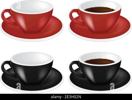 Set von Kaffeetassen. Vektorgrafik. Stock Vektor