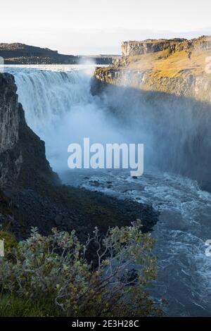 Dettifoss, Wasserfall auf Insel, Wasserfall des Flusses Jökulsá á Fjöllum Gletscherfluß, Gletscherfluss, Jökulsárgljúfur-Nationalpark, Schlucht Jökul Stockfoto