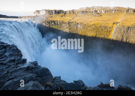 Dettifoss, Wasserfall auf Insel, Wasserfall des Flusses Jökulsá á Fjöllum Gletscherfluß, Gletscherfluss, Jökulsárgljúfur-Nationalpark, Schlucht Jökul Stockfoto