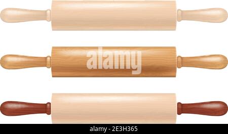 Satz von hölzernen Rollnadeln. Vektorgrafik. Stock Vektor