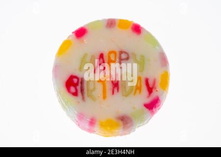 Happy Birthday Süßigkeiten, Süßigkeiten, zum gratulieren, in Zellophan Wrapper, Stockfoto