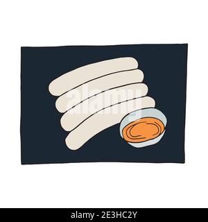 Vector handgezeichnete Doodle weisswurst, traditionelle bayerische Wurst. Deutsche Küche Gericht. Design Skizzenelement für Menü Café, Restaurant, Etikett Stock Vektor