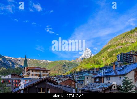 Der Matterhorn-Berg von Zermatt aus, Wallis, Schweiz Stockfoto