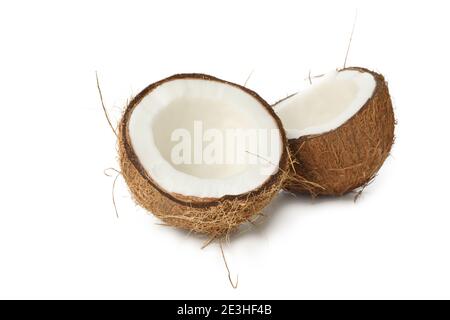 Frische leckere Kokosnuss isoliert auf weißem Hintergrund Stockfoto