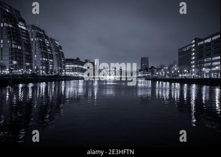 Detroit Bridge - ehemalige Eisenbahnbrücke, Salford Quays, Manchester Stockfoto