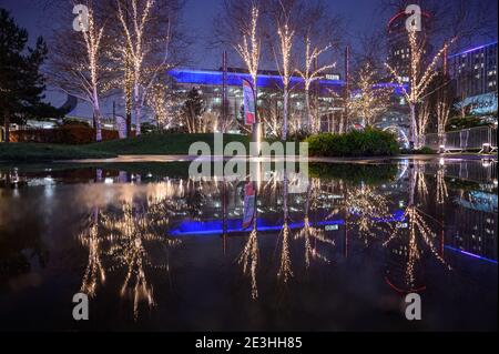 Weihnachten bei MediaCityUK, Salford Quays, Salford, Manchester Stockfoto