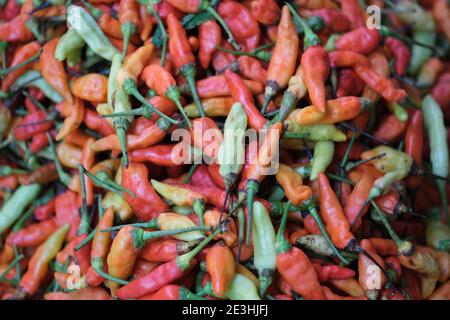 Indonesien Bali Negara - Pasar Umum Negara - Staatliche Öffentlichkeit Markt - gemischte Chilischoten Stockfoto