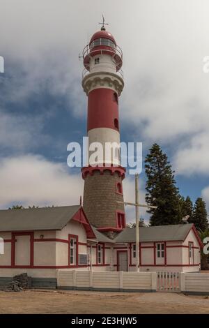 Historischer Leuchtturm erbaut 1902 in der Hafenstadt Swakopmund, Namibia Stockfoto