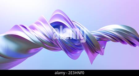 Bunte verdrehte Form mit metallischer Oberfläche 3d Rendering Illustration Stockfoto