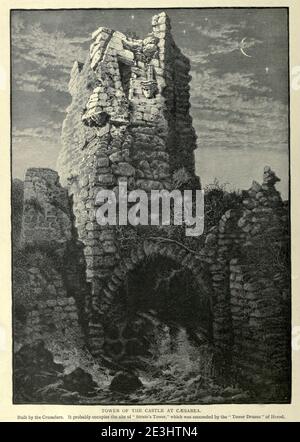 TURM DES SCHLOSSES IN CAESAREA. Gebaut von den Kreuzfahrern. Es nimmt vermutlich die Stelle von ' Strato's Tower' ein, der durch den ' Turm Drusus ' von Herodes gefolgt wurde. Holzstich von 'Picturesque Palestine, Sinai and Egypt' von Wilson, Charles William, Sir, 1836-1905; Lane-Poole, Stanley, 1854-1931 Band 3. Veröffentlicht in von J. S. Virtue and Co 1883 Stockfoto