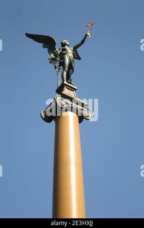 Skulptur von Svatopluk bei Cechuv Сech Brücke (die meisten) in Prag. Der Tschechischen Republik Stockfoto