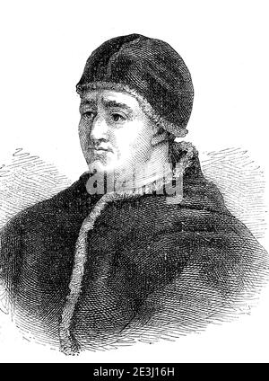 Leo X., Giovanni de' Medici, 11. Dezember 1475 - 1. Dezember 1521, römisch-katholischer Papst vom 11. März 1513 bis zu seinem Tod / Leo X., Giovanni de’ Medici, 11. Dezember 1475 - 1. Dezember 1521, vom 11. März 1513 bis zu seinem Tod römisch-katholischer Papst, Historisch, historisch, digital verbesserte Reproduktion eines Originals aus dem 19. Jahrhundert / digitale Produktion einer Originalvorlage aus dem 19. Jahrhundert, Stockfoto