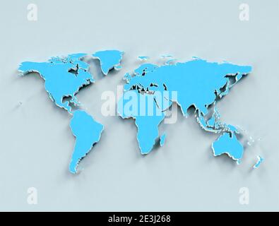 Blue Worl Map 3D Stockfoto