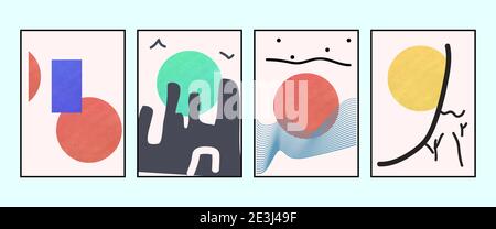 Set von kreativen abstrakten Illustrationen. Vektorgrafiken Stock Vektor