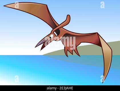 Cartoon-Stil Illustration für Kinder - Pteranodon Stockfoto