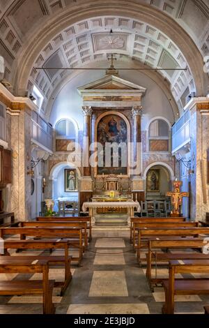 Kirche San Bonaventura al Palatino Innenraum auf dem Palatin in Rom, Italien, Franziskanerkloster Kirche aus dem Jahr 1689. Stockfoto