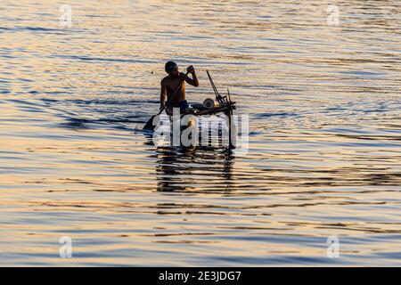 Outrigger Canoe auf der Yanaba Island, Papua-Neuguinea Stockfoto