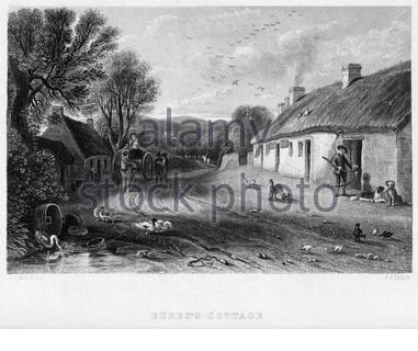 Burns Cottage, Heimat des schottischen Dichters Robert Burns, Alloway Ayrshire, Schottland, Vintage Illustration von 1880 Stockfoto