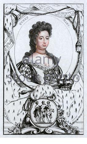 Mary II, 1662 – 1694, war Königin von England, Schottland und Irland, Co-regierte mit König Wilhelm III von England und Irland, II von Schottland, von 1689 bis zu ihrem Tod, Vintage-Illustration von 1886 Stockfoto