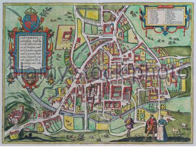 Cambridge, England, Jahrgangskarte von 1575 Stockfoto