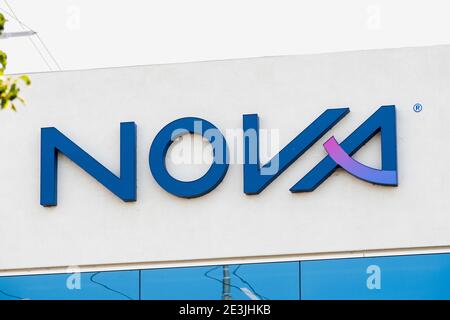 Sep 17, 2020 Fremont / CA / USA - Nova sign at their Headquarters in Silicon Valley; Nova Measuring Instruments Ltd manufactures Metrology Devices use Stockfoto