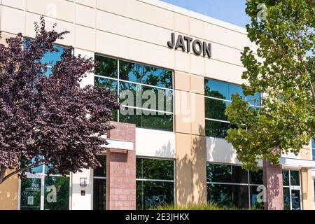 Sep 17, 2020 Fremont / CA / USA - Jaton Hauptsitz im Silicon Valley; Jaton Corporation ist in der Halbleiterindustrie tätig und produziert Stockfoto