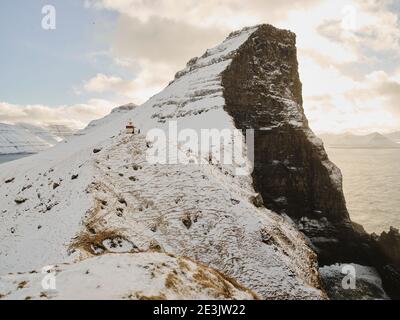 Leuchtturm auf Kalsoy, auf den Färöern Stockfoto