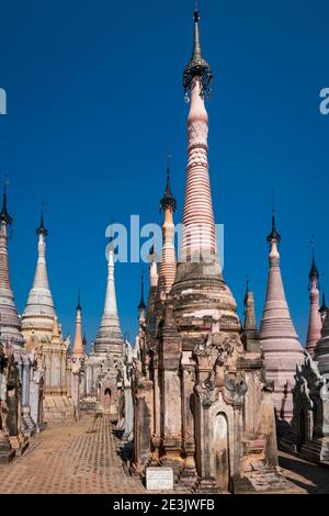 Kakku Pagodas (AKA MWE Taw Kakku Pagodas Complex), Taunggyi District, Shan State, Myanmar Stockfoto