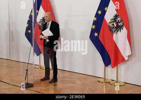 Wien, Österreich. Januar 2021. Arbeitsgespräch zu aktuellen Themen mit Arbeitsminister Martin Kocher zusammen mit den Präsidenten der Sozialpartner. Quelle: Franz Perc/Alamy Live News Stockfoto