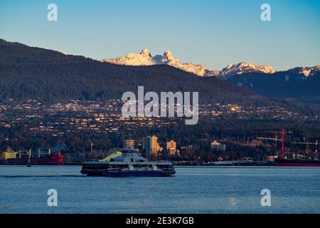 Seabus Crossing Burrard Inlet, Vancouver, British Columbia, Kanada Stockfoto