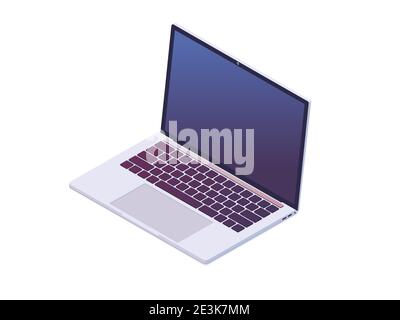 Isometrische Darstellung des Laptops. Schönes, modernes flaches Design mit Details und Farbverläufen. Vektor. Stock Vektor