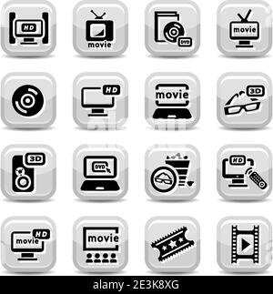 Elegantes Movie Icons Set Für Mobile, Web Und Anwendungen. Stock Vektor