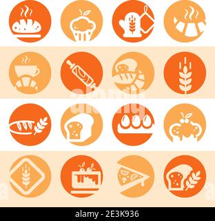 Elegantes Farbenfrohes Bakery Icons Set Für Mobile, Web Und Anwendungen. Stock Vektor
