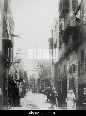 19. Jahrhundert Vintage-Foto: Street Scene, Kairo, Ägypten. Stockfoto