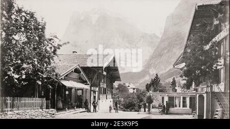 19. Jahrhundert Vintage Foto: Grindelwald, Wetterhorn, Berge, Alpen, Schweiz. Stockfoto