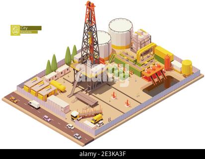 Vector isometrische Öl-und Gas Land Bohrgerät Stock Vektor