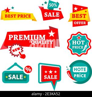 Bunte Verkauf & Rabatt Abzeichen - Abstrakte Vektor Zeichen Set. Stock Vektor