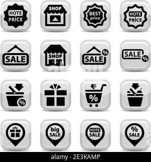 Elegantes Shopping Icons Set Für Mobile, Web Und Anwendungen. Stock Vektor