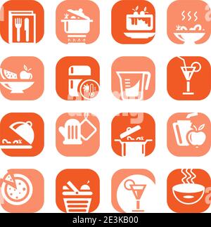 Elegantes Farbenfrohes Food Icons Set Für Mobile, Web Und Anwendungen. Stock Vektor