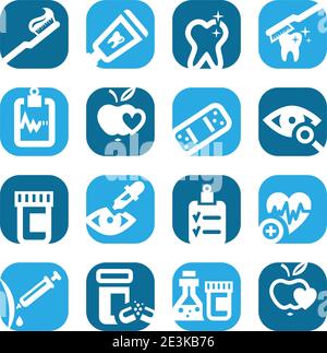 Elegantes, Farbenfrohes Health Icons Set Für Mobilgeräte, Web Und Anwendungen. Stock Vektor