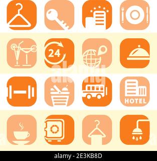 Elegantes Buntes Hotel Business Icons Set Für Mobile, Web Und Anwendungen. Stock Vektor